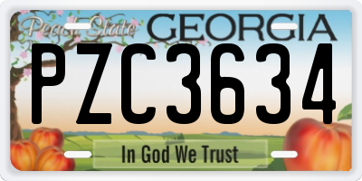 GA license plate PZC3634
