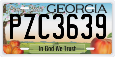 GA license plate PZC3639