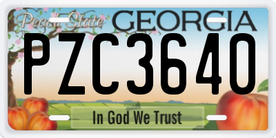 GA license plate PZC3640