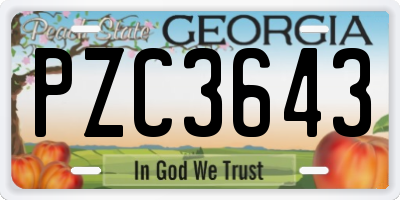 GA license plate PZC3643