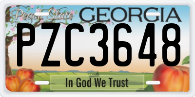 GA license plate PZC3648