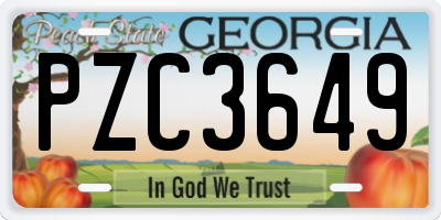 GA license plate PZC3649