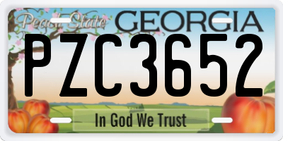 GA license plate PZC3652