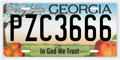 GA license plate PZC3666