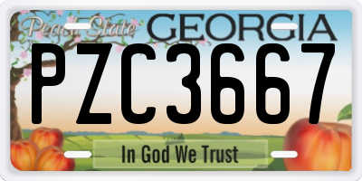GA license plate PZC3667