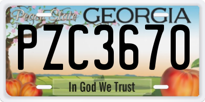 GA license plate PZC3670