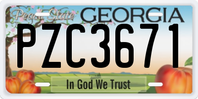 GA license plate PZC3671