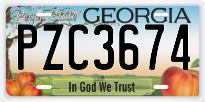 GA license plate PZC3674