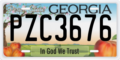 GA license plate PZC3676