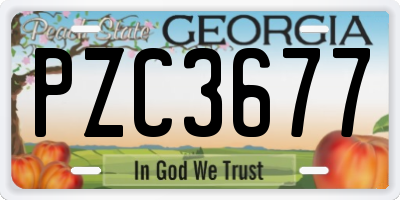 GA license plate PZC3677