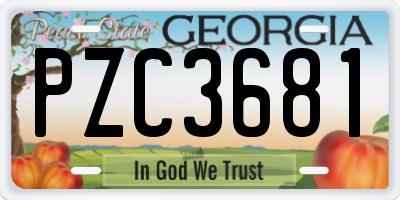GA license plate PZC3681