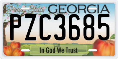 GA license plate PZC3685