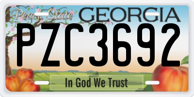 GA license plate PZC3692
