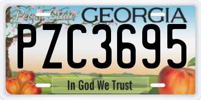 GA license plate PZC3695