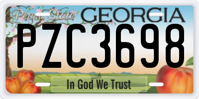 GA license plate PZC3698