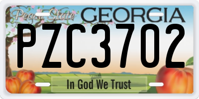 GA license plate PZC3702