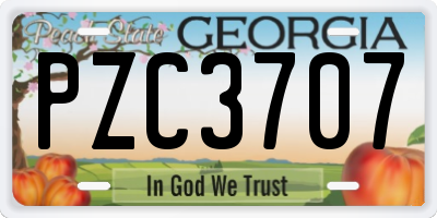 GA license plate PZC3707
