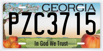 GA license plate PZC3715