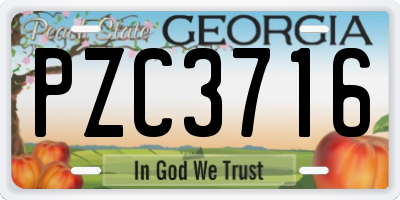 GA license plate PZC3716