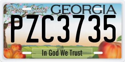 GA license plate PZC3735