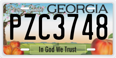 GA license plate PZC3748