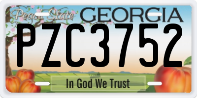 GA license plate PZC3752