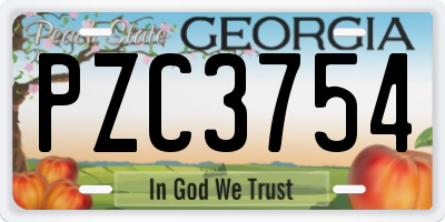 GA license plate PZC3754