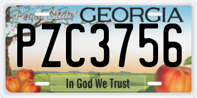 GA license plate PZC3756