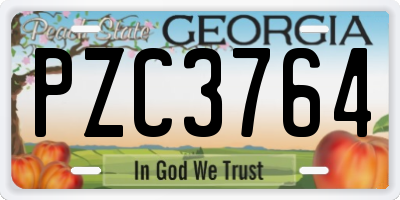 GA license plate PZC3764