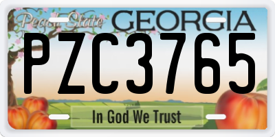 GA license plate PZC3765