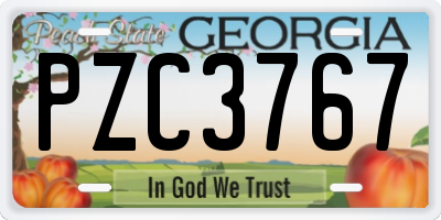 GA license plate PZC3767