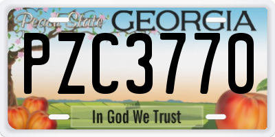 GA license plate PZC3770