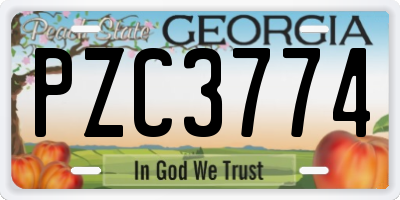 GA license plate PZC3774