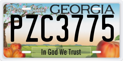 GA license plate PZC3775