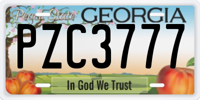 GA license plate PZC3777