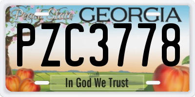 GA license plate PZC3778