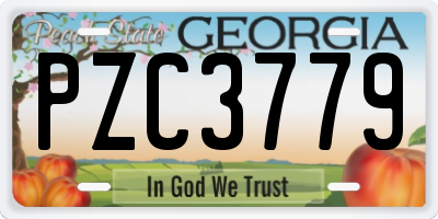 GA license plate PZC3779