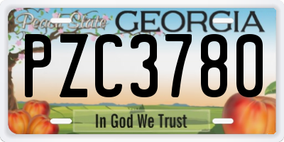 GA license plate PZC3780