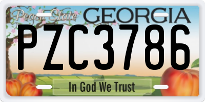 GA license plate PZC3786