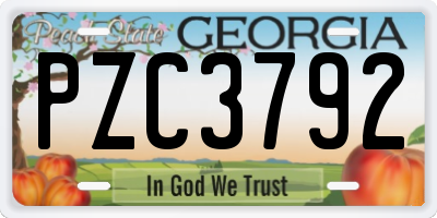 GA license plate PZC3792
