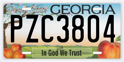 GA license plate PZC3804