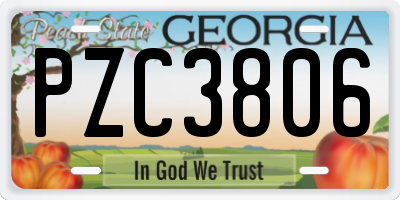 GA license plate PZC3806