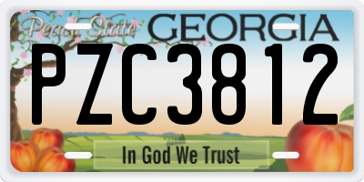 GA license plate PZC3812