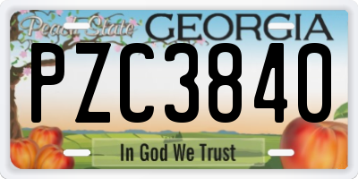 GA license plate PZC3840