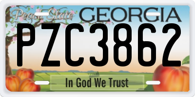 GA license plate PZC3862