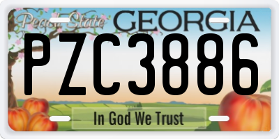 GA license plate PZC3886