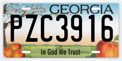 GA license plate PZC3916