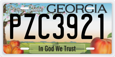 GA license plate PZC3921