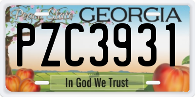GA license plate PZC3931