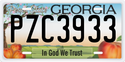 GA license plate PZC3933